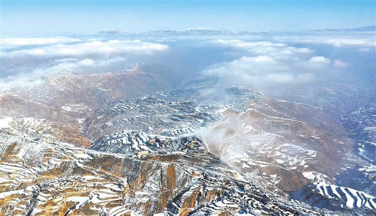 雪過天晴臨夏州東鄉縣山鄉銀裝素裹