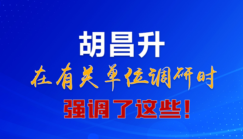 圖解|胡昌升在有關單位調研時強調了這些！