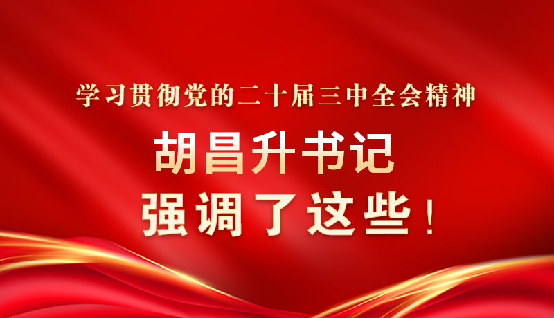 圖解|學習貫徹黨的二十屆三中全會精神 胡昌升書記強調了這些！